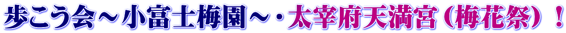 歩こう会～小富士梅園～・太宰府天満宮（梅花祭）！